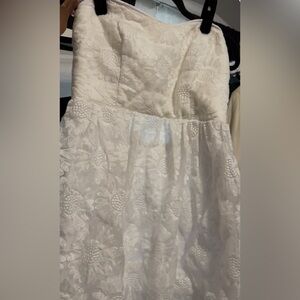 White Floral Strapless Dress